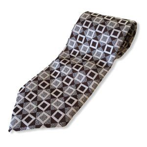 Mens Neck tie 100% Polyester brown cream